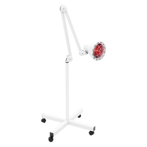 biniliubi Lampe infrarouge, thérapie par la chaleur infrarouge à quatre pieds, projecteur de lumière rouge, 275 W, rotation à 360° et angle réglable, pour douleurs musculaires, articulaires, dos et