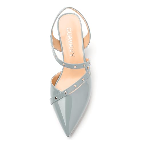 Women's Low Chunky Heel Pumps - Pointed Toe Slip On Slingback, Solid Color Dress Shoes with Comfortable Block Heels for Weddings, Parties, Daily Wear3