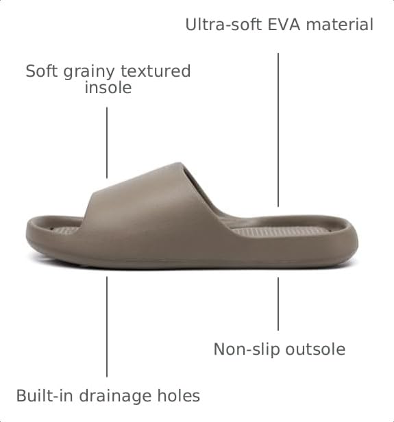 Image of Arch Support Shower Shoes for Women and Men Quick Drying with Drain Holes Slide Sandals Soft Cushioned Anti-Slip Pool Slides Comfort Bathroom Shower Slides