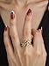 VIEKYBUTTY Adjustable Open Leaf & Vine Gold Ring with White Gemstone | Cuff Deco Ring for Women Men | Adjustable Cuff Vine Leaf Deco Rings