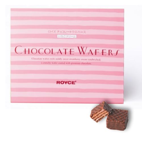 ROYCE' Chocolate Wafers "Strawberry Cream" - Chocolate Wafers with Flavorful Filling| Gourmet Snack for Gifting & Indulging | Japanese Chocolate from Hokkaido (12 Pieces of Chocolate)