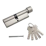 🔒 WAS IST IM LIEFERUMFANG ENTHALTEN: Sie erhalten: 1x Zylinderschloss Knauf 80mm 40/40 inkl. 5x Schlüssel. Schwere Ausführung aus Messing. Matt Vernickelt. Erhältlich als Doppelzylinder oder Knaufzylinder.