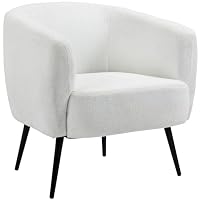 HOMCOM Fauteuil de Salon, Fauteuil Design Arrondi, avec accoudoirs, Pieds en métal Noir, pour Chambre, Salon, 