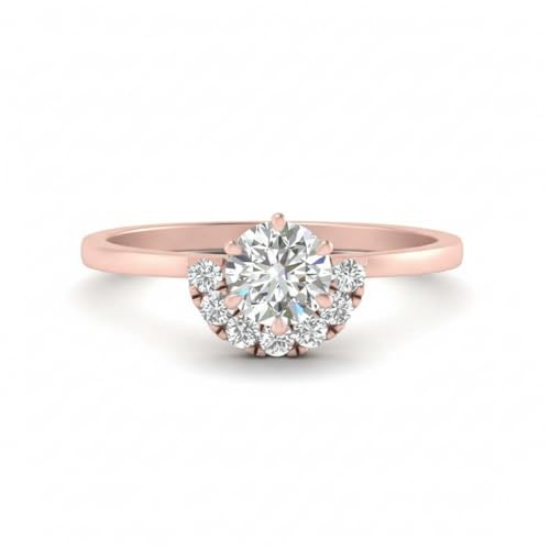 Bague de fiançailles or rose couronne de reine pour promesse éternelle