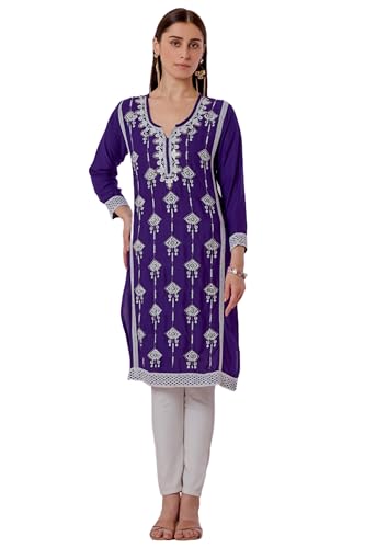 Image of Sidhidata Women's Rayon Sequence & Beads Embroidered Kurti (Kurti Beads)
