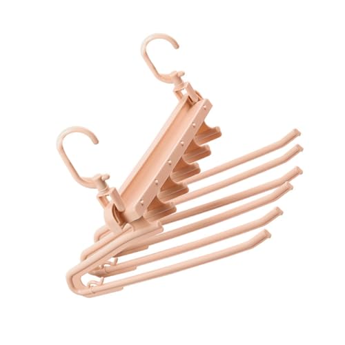 Happyyami 1pc Clothes Hanger Folding Pant Hanger Foldable Multi-Functional Pants Rack Pink