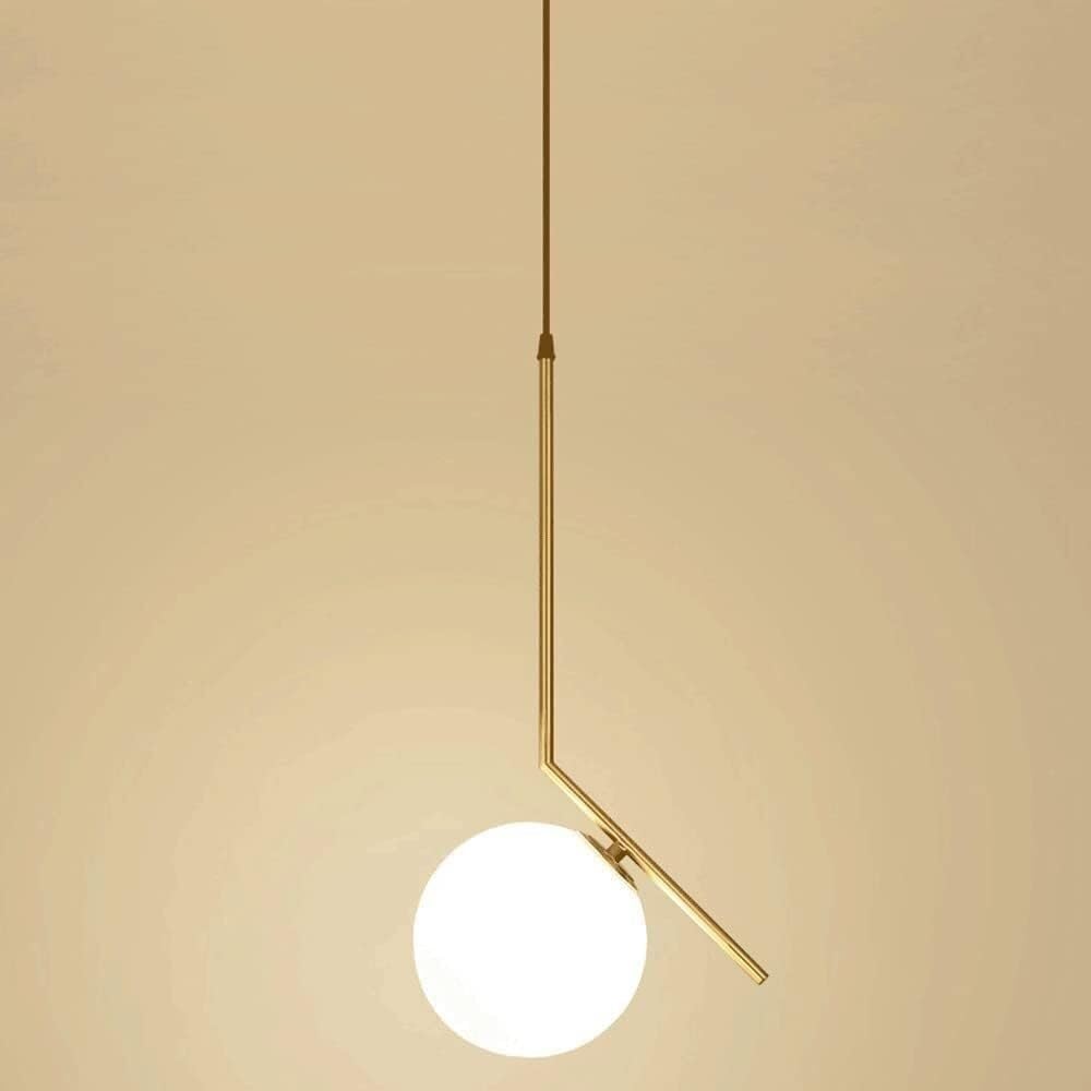 LYMSXAZOU Nordic Boutique Spherical Glass Pendant Light Chandelier with Copper Accent, 1-Light E27 Fixture for Restaurant, Bedroom, Bar(C)