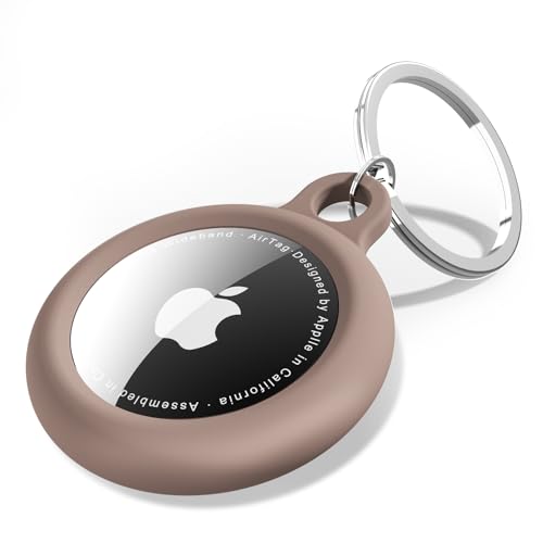 oakxco Brown Airtag Keychain Silicone, Airtag Holder with Key Ring,