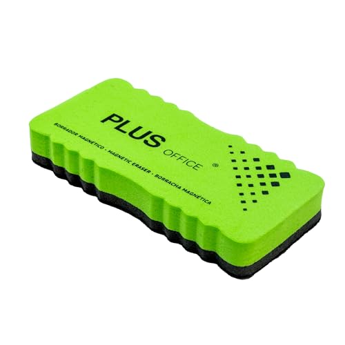 Plus Office – Borrador Magnético para Pizarras Blancas, Borrador Magnético Ligero y Ergonómico, Borrador Magnético con Fuerte Imán, Limpiador para Rotuladores de Borrado en Seco (5,8x12,8x1,9cm)