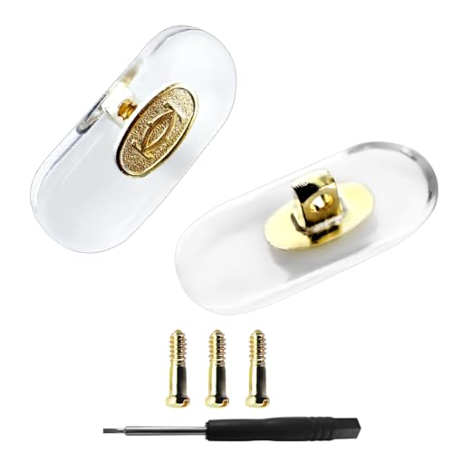 Replacement Screws Nose Pads for Cartier Sunglasses Eyeglasses Nose Pads with Screwdriver Free Nose Pad (Gold)