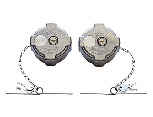 Road Superior Truck Parts Updated Keyed Alike Pair 1/4 Turn Locking Aluminum Diesel Fuel Caps with Viton Gaskets for Select Freightliners