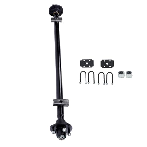 Thomletha Trailer Axle 2000 lbs Axle Beam 4 Lug Trailer Axle 52 inch Hub Face 42 inch Spring Center