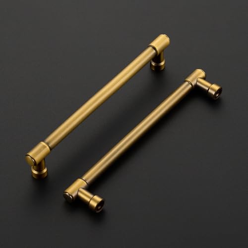 Image of Ravinte Brushed Brass Kitchen Pulls Cabinet Handles 6-1 /4 Inch 10 Pack