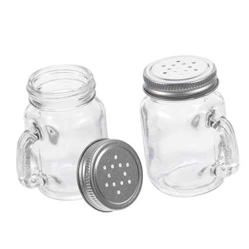 OFFSCH 2pcs Mini Salt Pepper Shakers Ball Wide Mouth Jar Spice Jars Kitchen Seasoning Dispensers Pink Salt Pepper Shakers Condiment Bottles