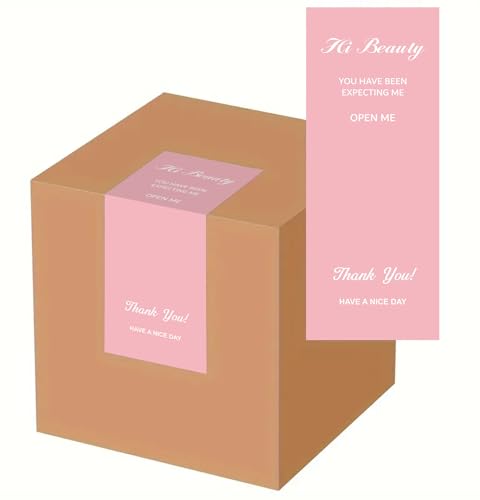 50PCS Box Seal Sticker, Boosaletico 6x15cm Pink Rectangle Box Seal Sticker Business Commodity Packaging Sealing Stickers Gift Box Decor Bag Packaging Label Sealing Decals