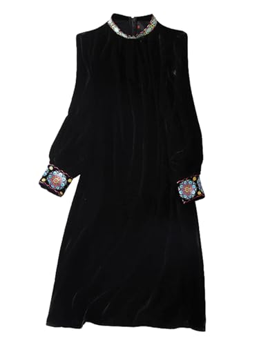 Robe en velours de soie brodée à manches longues pour vos dîners