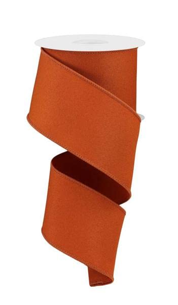 Solid Diagonal Weave Wired Edge Ribbon, 10 Yards (2.5 Inch, Autumn)