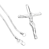 Sterling Silber Schlangenkette Kruzifix Männer, Zoll Kreuz mit darauf - Kruzifixanhänger Menschen, Jesus Cross Halskette für Weihnachten Thanksgiving Geschenke