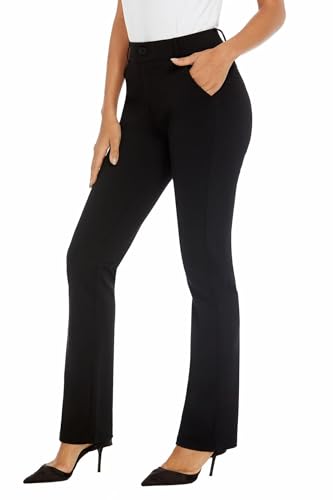 iChosy Women's Ease into Comfort Barely Bootcut Stretch Dress Pants Black 18 Short