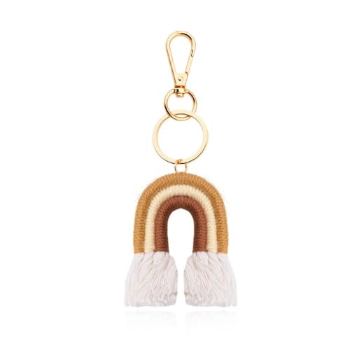 Boho Macrame Rainbow Keychain Bag Purse Charm with...