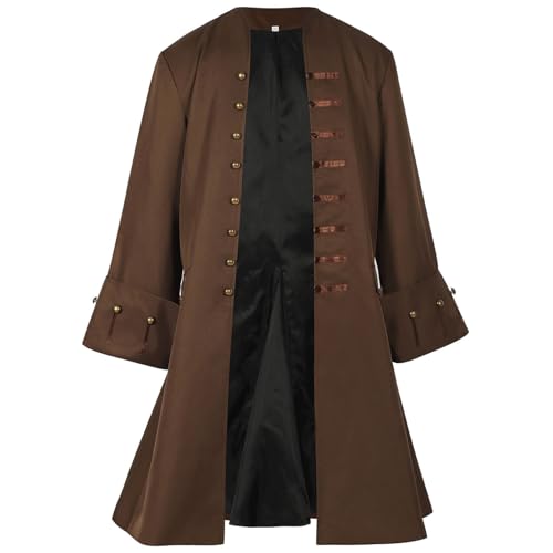 Tsawntd Abrigo Pirata Medieval Abrigo Pirata Hombres Traje Steampunk Capitán Adulto Halloween Cosplay Disfraz Carnaval Disfraz XXL