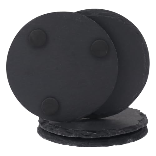 KUKLIPJIM 20 Pack 4 Inch Round Slate Coasters, Black by KUKLIPJIM - Used condition - Image 3