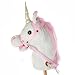 Pink Papaya Steckenpferd Einhorn, süßes Spielzeug Pferd aus Plüsch mit Sound Funktion: Gewieher und Galoppgeräusch - Farbe: weiß mit rosa Mähne