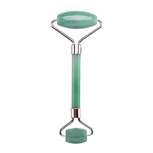 Rodillo de jade, piedra de jade facial 100% natural antienvejecimiento para rostro y ojos, rejuvenece la piel y elimina las arrugas (verde)
