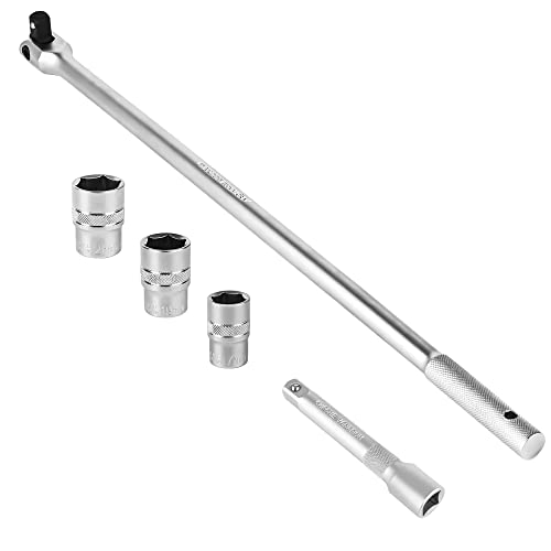 DAKCOS Breaker Bar Set with 17,19,21 mm Scoket and 125mm Extension Bar