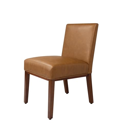 Image of HomePop Kolbe Dining Chair - Carmel Faux Leather, 19.5 inch Seat Height (Single Pack)