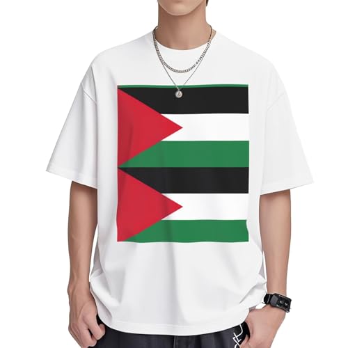 T-shirt drapeau palestinien pour femme en coton imprimé et coupe ample