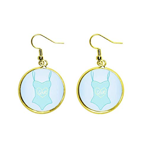 Ilustración luz azul en pendientes Ear Dangle dorados de gota para mujer