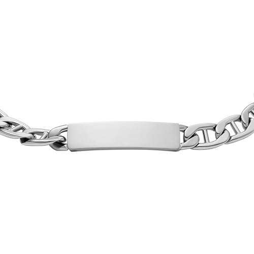 Image of Fossil Men's Plated Stainless Steel Engravable Personalized Gift ID, Chain or Cuff Bracelet for Men