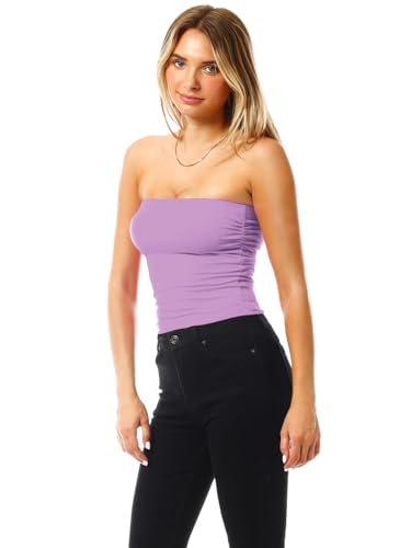 Image of MixMatchy Women's 3 Pack Tube Top Built-in Bra Strapless Ruched Bandeau