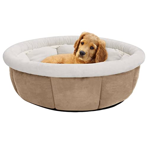 Gecheer Lit pour Chien Panier pour Chien Coussin pour Animaux de Compagnie 59x59x24 cm Beige Cover