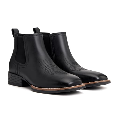 Image of Julyrose Cowboy Boots for Men Square Toe Mens Western Boots Slip On Casual Retro Boots