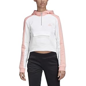 adidas Women Athletics ID Hoodie (XL, White/Glow Pink)