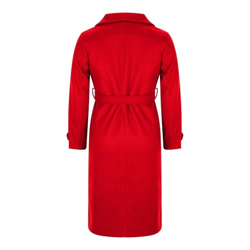 Womens Tie Knot Basic Trench Outfits for Women Long Sleeve High Neck Fleece Lined Sherpa Fall Winter 20253