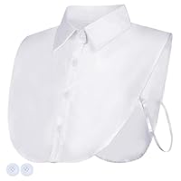 Scettar 1 Stücke Krageneinsatz Damen Mit Austauschbaren Tasten, Weiß Fake Kragen Für Anzug, Baumwolle Kragen Abnehmbare Für Frauenkleidung/Pullover(Weißer spitzer Kragen)