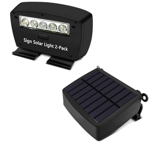 OOSSXX Solar Powerd Deck LED Solar Light Clip-On Yard Security Sign Spotlight Outdoor (Large...