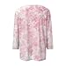 Petite Tops Women 5 Ft; 3/4 Length Sleeve Womens Tops Fashion Floral Print Vintage Tshirts 2025 Fall Casual Loose Crew Neck Blouses;24-Light Pink Large