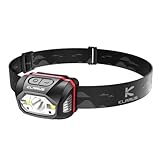 Linterna frontal LED brillante: equipada con un LED, salida máxima de 440 lúmenes, distancia del haz de 100 metros. Combinación de foco y reflector, haz ajustable de 60 grados.