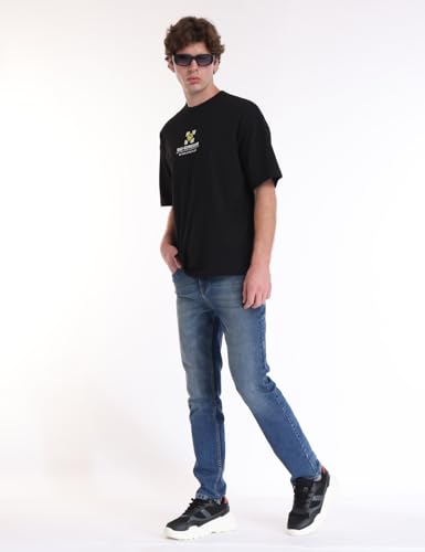 Image of INKD Men's Slim Fit Jeans - Mid-Rise | Cotton Blend | Contrast Stitch | Stretchable Fabric | Classic 5 Pocket Styling | Men's Bottomwear (Available in Plus Sizes)
