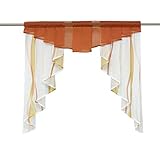 Material: 100% Polyester HongYa Tunnelzug Scheibengardine transparenter Voile Kurzgardine für Kleinfenster H/B 145/140 cm Creme Terra