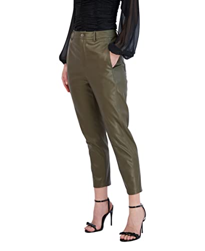 BCBGeneration Women's Faux Leather Pant Straight Leg Belt Loop Pocket Trouser2
