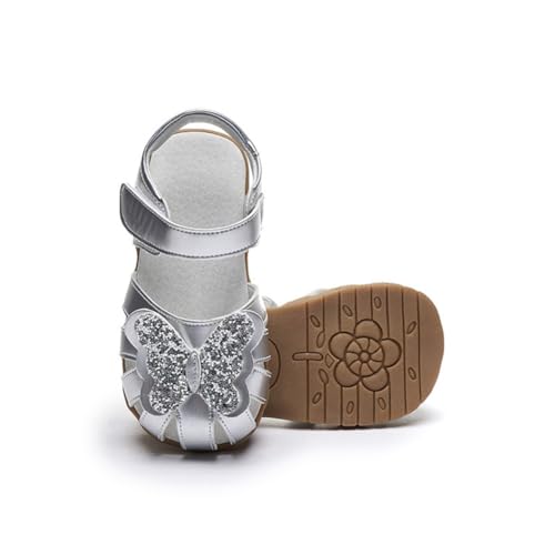 Girls Genuine Leather Soft Closed Toe Bow Princess Flat Shoes Summer Sandals (Toddler/Little Kid)4