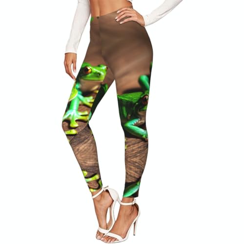 Leggings de compresión mujer mallas suaves estampadas ranas pantalones elásticos