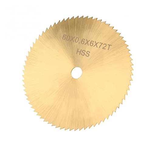HYSOND 5pcs 60mm 72 Teeth High Steel Circular Small Cutting Disc, for Metal Wood Plastic Inner Diameter 6mm/6.35mm Optional (Size : 6.35mm)