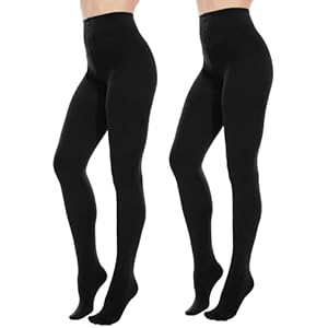 Citystl Medias negras opacas para mujer, compresión de abdomen 80D, medias de tamaño grande, medias de microfibra con control superior para mujer