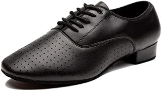 NLeahershoe Breathable Lace-up Dancing Leather Latin Shoes for Men Salsa, Tango,Ballroom,Viennese waltz